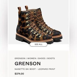 Grenson Leopard Print Lace Up Boots